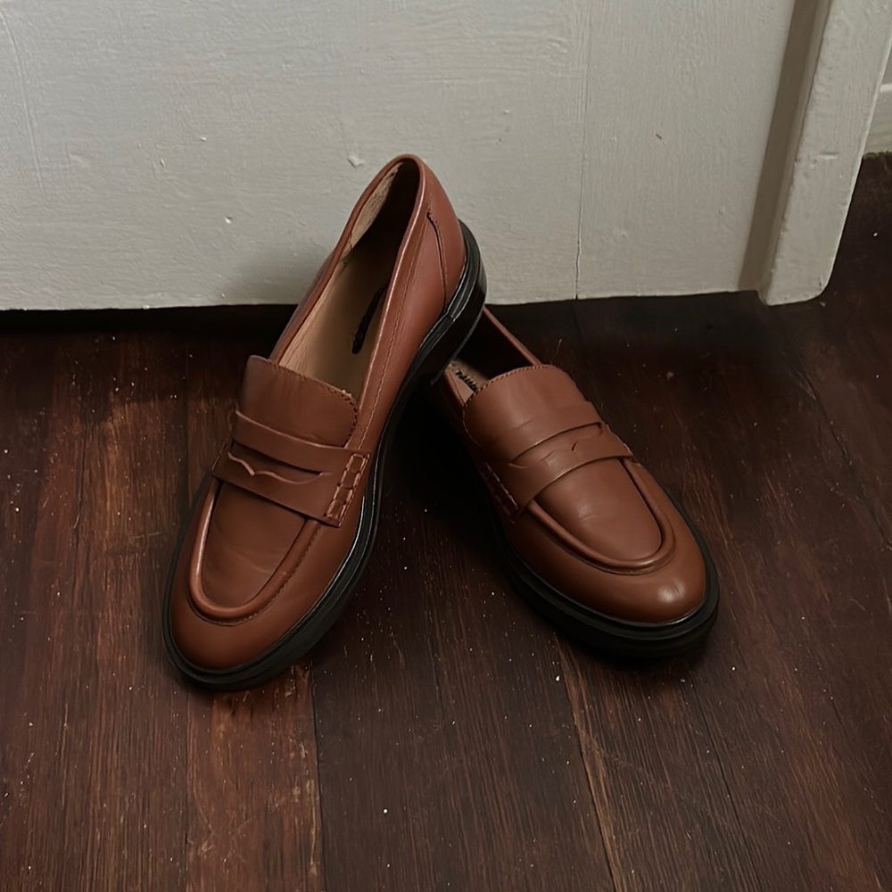 LIKE NEW Madewell The Vernon Dried Maple Brown Loafer Shoes - Picture 2 of 8